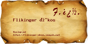 Flikinger Ákos névjegykártya